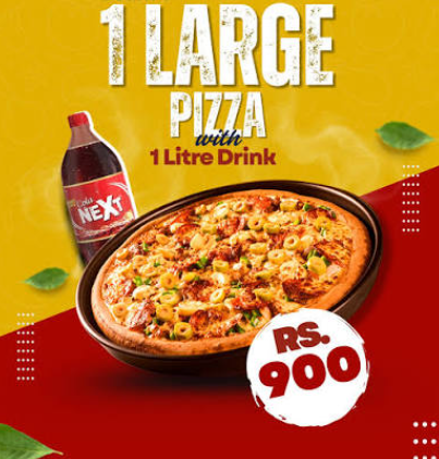 One large pizza with a 1-litre drink combo